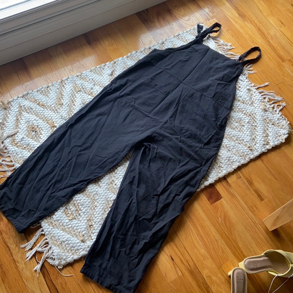 Black Linen Overalls
